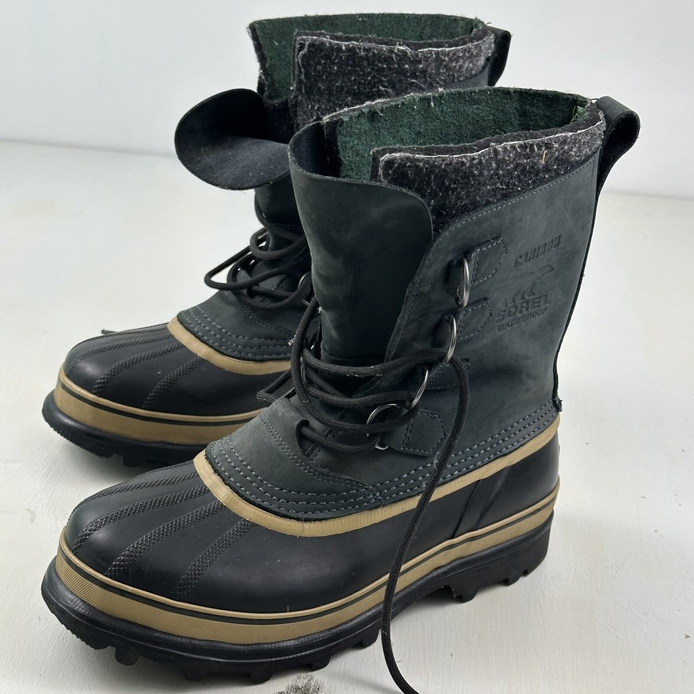 Sorel Caribou Lined Snow Boots‎ Men's 7 Winter Waterproof Leather Rubber Blue
